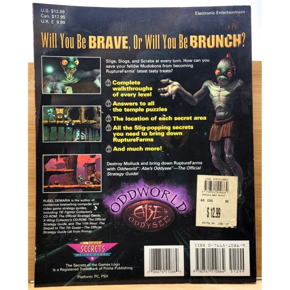 Oddworld Abe's Oddysee Prima Official Strategy Strategy Guide PS1/PC